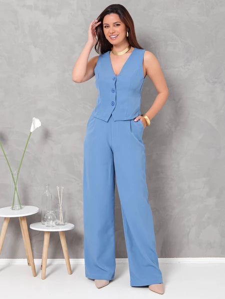 Conjunto Femenino Chaleco con Pantalón de Sastre